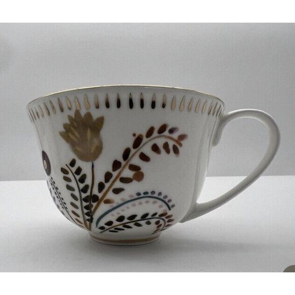 New Anthropologie Harvest Foliage Mug Stoneware Floral Single Replacement - Picture 2 of 5